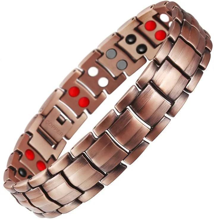 FBK 4 Elements Magnetic Bracelets Copper Bracelet for Men Pain Relief for Arthritis Elegant 99.95% Solid Copper Jewelry with Magnets