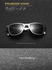 نظارة شمسية للجنسين مصنوعة من الألومنيوم , عدسات مبلورة سوداء وإطار رمادي مع علبة وكرت ومنديل