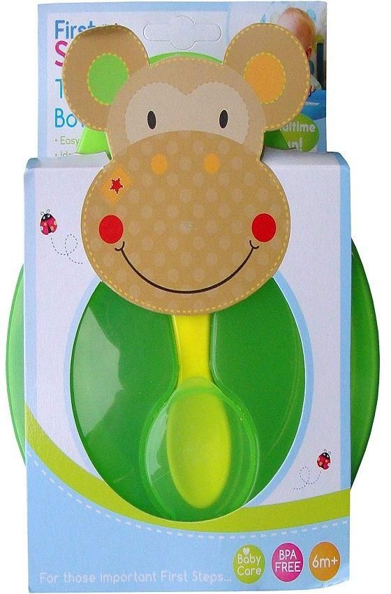 First Steps Baby And Toddler Travel Mealtime Bowl & Spoon Set + Lid (Green)