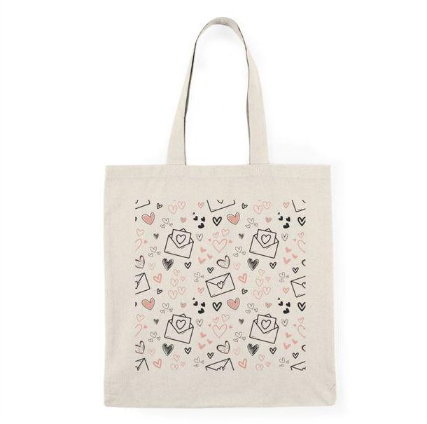توتي باج لعيد الحب - شنطة قماش دك ثقيل Black and Pink Valentines Day Patterns Tote Bag
