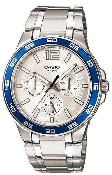 Casio Men's Silver Dial Stainless Steel Band Watch - MTP-1300D-7A2VDF
