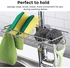 O Ozone Sink Organizer Kitchen Faucet Sponge Holder Stainless Steel Faucet Storage Rack Hanging Multifunction Faucet Shelf Bathroom/Kitchen/Bed Caddy, Sponge Brush Holder - Large