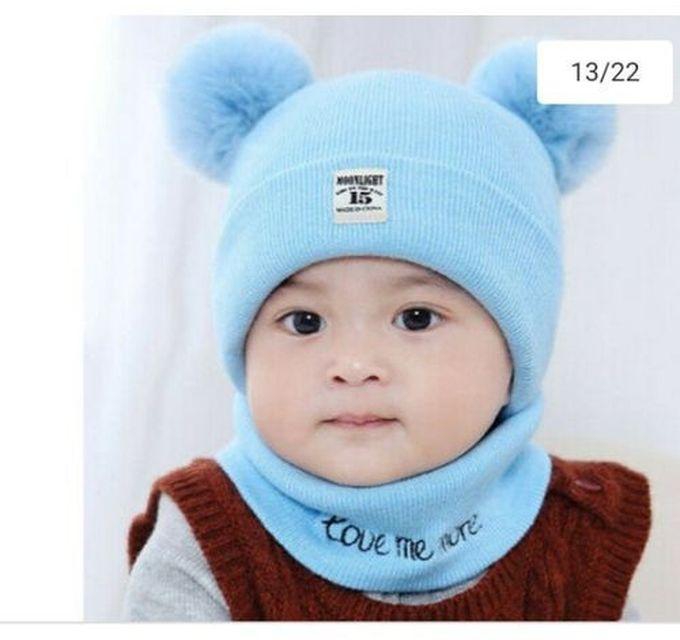 Fashion Baby Hat And Scarf Set Age 1 And 8 Years- Sky Blue
