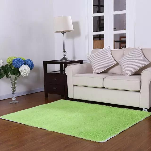 DoubleBetter Two pieces Indoor Modern Area Rugs Fluffy Living Room Carpets Suitable for Home Green 40cm*60cm*2.5cm