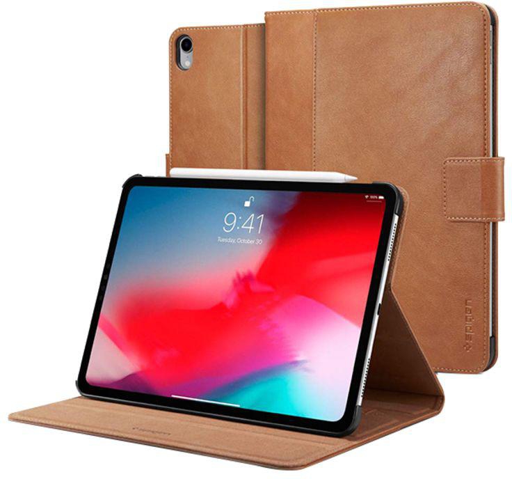 Apple iPad Pro 11 Inch Stand Folio Leather Stand Case Cover -Version 2 Apple Pencil Compatible With Auto Sleep / Wake Brown