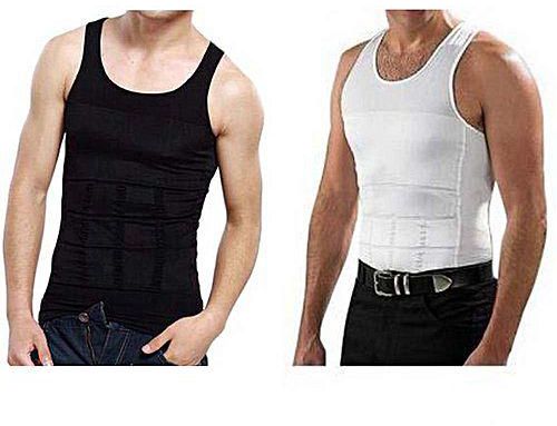 Generic Set of 2 Slim'N Lift Slimming Shirts For Men Balck & White - Large