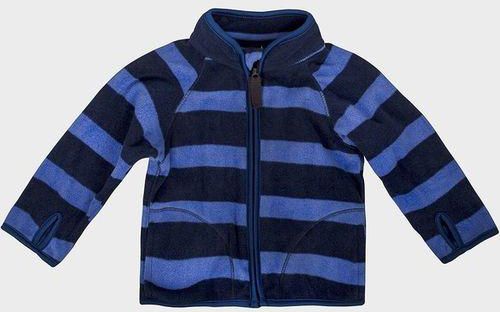Boys Stripe Fleece Top Long Sleeved Zipped Blue And Navy 6-12 Months