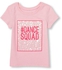 The Children's Place Girls Short Sleeve 'Dance Squad' Leopard Print Graphic Top - Pink