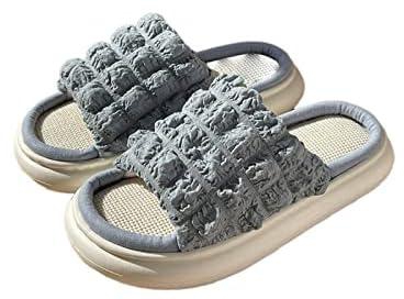 YOGAYE Sandals for Women, Summer Women Slippers Outdoor Indoor Thick Non-slip Soft Flax Flip Flops Beach Sandal Ladies Slides Shoes (Color : Hortel�, Size : 40-41)