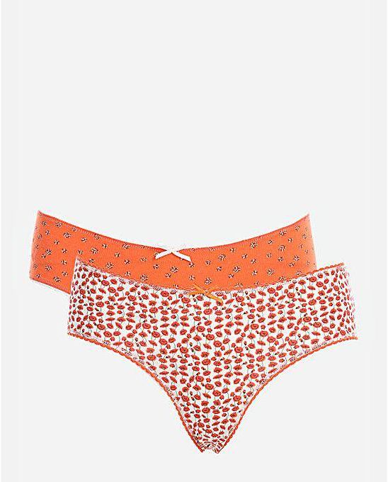 Cottonil Bundle of 2 Printed Underwear Bikini - Orange & White