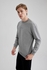 Defacto Man Knitted Boxy Fit Crew Neck Long Sleeve Sweat Shirt