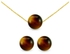Vera Perla Women's Gold 10K Tiger Eye Stone Jewelry Set - 2 Pieces