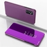 Jeelar NEINEI Case for Samsung Galaxy M52 5G,Flip Plating Mirror Case with Stand Function,PC/PU Translucent Clear View ShockProof Phone Protective Case Cover,Purple