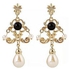 Bluelans Women's Retro Royal Faux Pearls Eardrops Dangle Ear Studs Earrings Black
