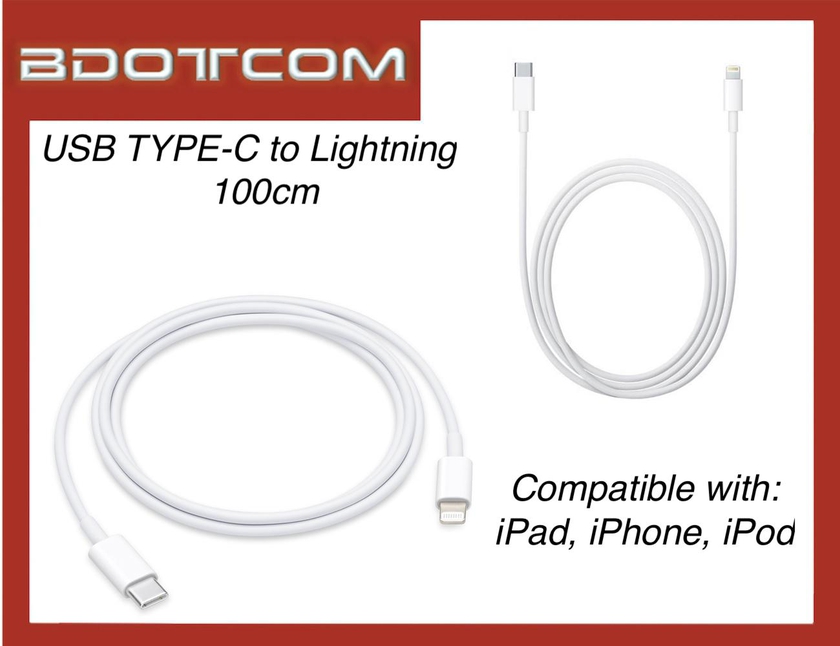 Bdotcom USB Type-C Lightning Cable 100cm for Apple iPad, iPhone, iPod