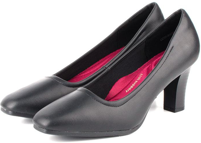 LARRIE Ladies Elegant Basic Heeled Shoes - 2 Sizes (Black)