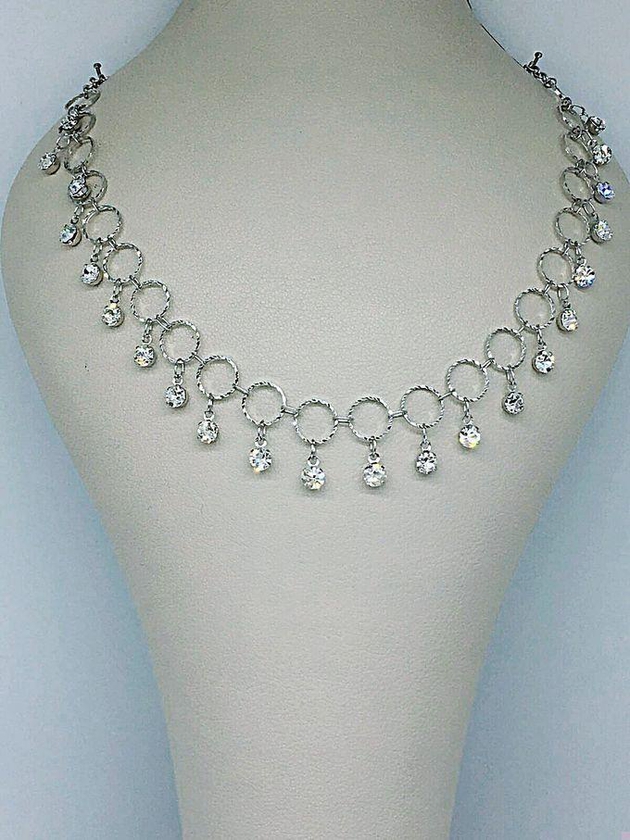 Elegant Diamond Necklace - Silver