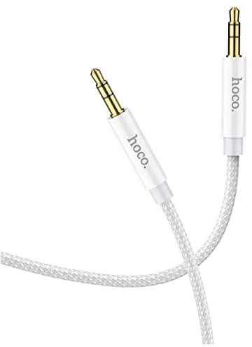 Hoco UPA19 - DC 3.5mm To 3.5mm Auxiliary Cable (Length = 1M), Compatible with Mobile, Tablet, iPhone, Samusng, Xiaomi, Oppo, Huawei - Silver