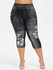 Plus Size 3D Jeans Butterfly Flower Printed Capri Leggings - L | Us 12