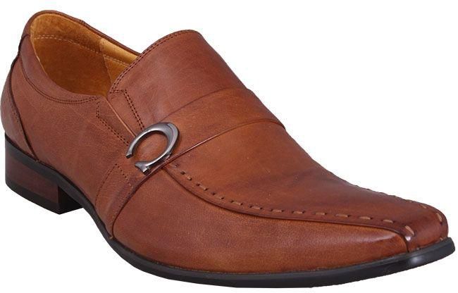 Aria Men's Closed Toe Comfy Leather Shoe - Brown