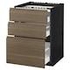 METOD / MAXIMERA Base cab f hob/3 fronts/3 drawers, black Enköping/brown walnut effect, 60x60 cm - IKEA