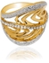 Stylish Yellow Gold Plated Ring With White Colored Crystals"249ANT"