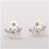 Bluelans Women Korean Style Daisy Pattern Rhinestone Stud Earrings - Silver + White