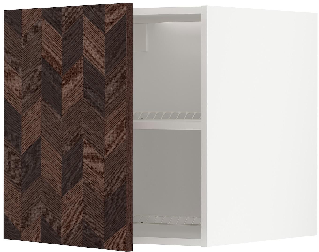 METOD Top cabinet for fridge/freezer - white Hasslarp/brown patterned 60x60 cm