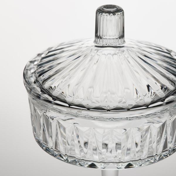 SÄLLSKAPLIG Bowl with lid, clear glass/patterned, 10 cm - IKEA