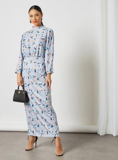 Floral Print Co-ord Skirt Set Grey/Blue