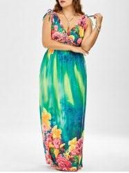 Floral Long Maxi Beach Dress for Plus Size - Multi - 4xl