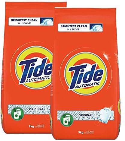 Tide Automatic Laundry Detergent Powder, Original Scent, Stain-free Clean Laundry, Washing Pack of 2 x 9 KG (18KGs)