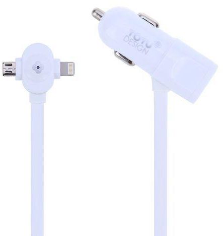 Totu TOTU Breakneck Series USB Cable Enhanced Version Car Charge 2 In 1 1.2M For Apple / Android (White)