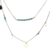 Neworldline Women Double Turquoise Sequins Pendant Chain Statement Necklace-Gold