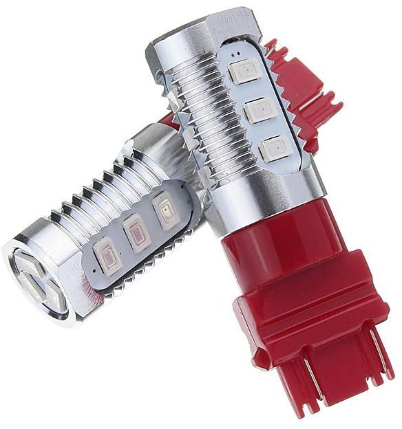 2Pcs 3157 Red Car Stop Brake Flash Strobe Rear Alert Safety Light Bulb Tail Lamp
