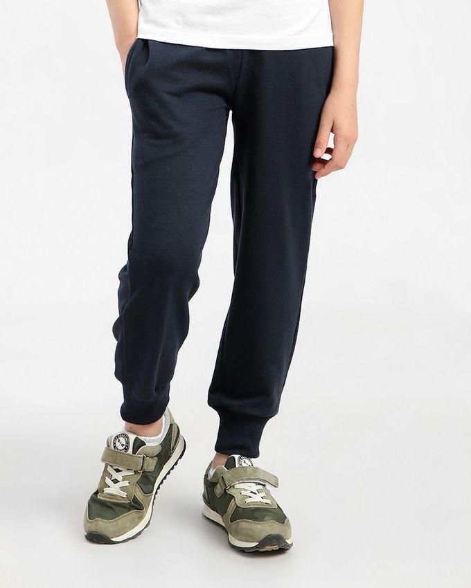 Kady Boys Comfy Solid Sweatpants With Hem - Navy Blue