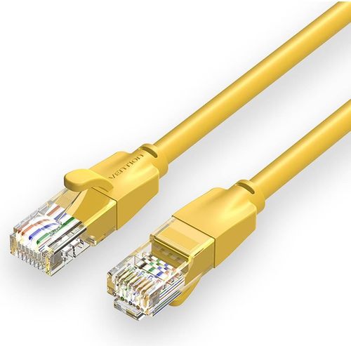 Vention Cat 6 UTP Patch Round Cable, 1000Mbps High Speed, 250MHz Stable Bandwidth, Suitable for Laptop / Projector / Computer, 1 Meter Length, Yellow | IBEYF
