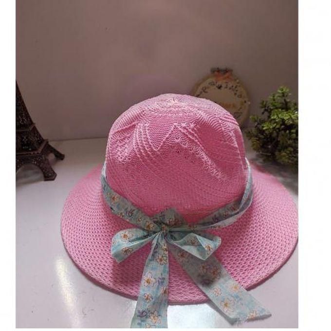 Children Girls Summer Sunscreen Boater Hat Weave Beach Hat-25cm