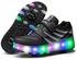 Kids Led Light Weight Running Double Round Low Top Sneakers Black
