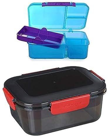 Nomix lunch box (2l) + M design lunch box, 1.6 liter - black and red