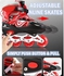 SPORT Adjustable Roller Skate Shoes LED Light Single Row Wheels, Red/Black