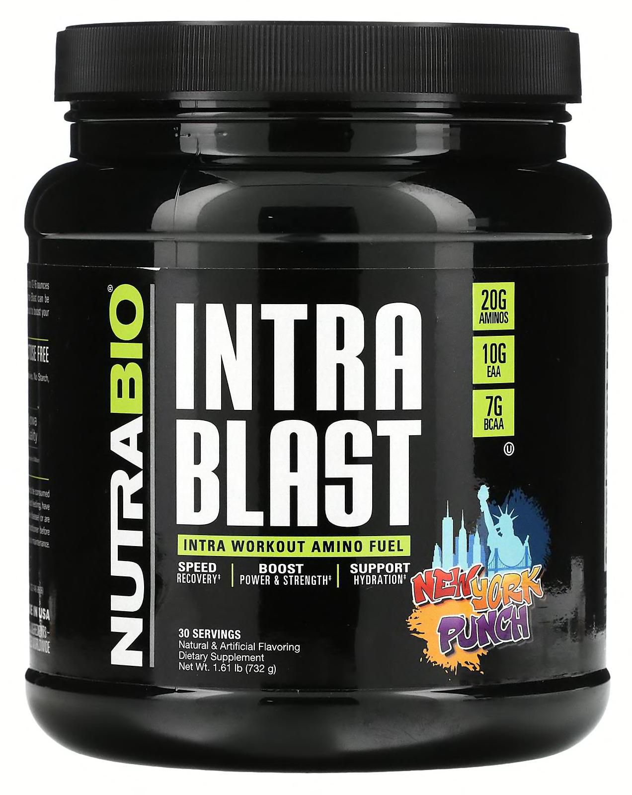 NutraBio‏, Intra Blast، داعم العضلات خلال التمارين الرياضية، نكهة مزيج فواكه نيويورك، 1.61 رطلًا (732 جم)