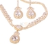 Sweet 16K Gold-Plated Cubic Zirconia  Round Women's Crystal Jewelry Set with Necklace/Earrings