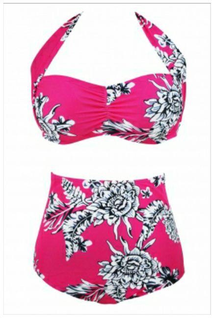 Mfed Rosy Floral Print Ruched Top High Waist Plus Size Swimsuit