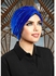 Women's turban hijab, women's satin turban, women's ruffled turban, women's head scarf: a touch of elegance and elegance with comfort and distinction ,Blue