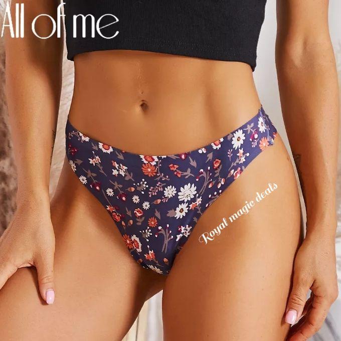 Fashion 3Pcs Floral French Ice Silk Comfy Seamless Thong Panties(36-44inches)