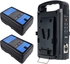 DMK Power 2 x BP-D190S V Lock Battery (190Wh, 14.8V, 13000mAh) Rechargeable Li-ion Battery with BP-2CH V Mount V Lock Double Sided Quick Battery Charger and 3 PIN Cable for Broadcast Video Camcorder