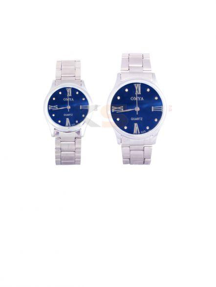 Gracia Couple Watch Blue Dial / Silver Bracelet - MTP-BL048W and LTP-BL048W