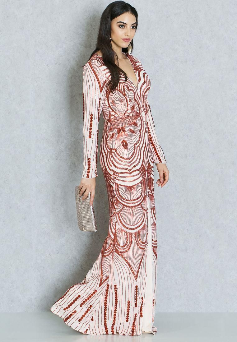 Sequin Front Slit Gown