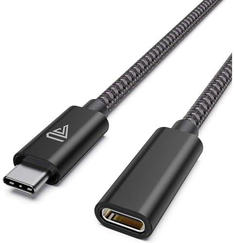 كيبل وصلة USB نوع سي من سينكسي، USB 3.1 (5 جيجا بايت في الثانية) نوع C ذكر الى انثى للشحن والمزامنة لماك بوك اير M2/ M1/ برو، ايباد برو 2021 ديل XPS سيرفس بوك - اسود (10 قدم (3 متر)